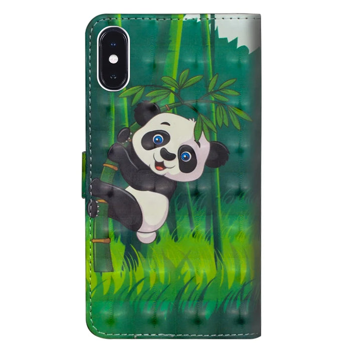 Pattern Printing Leather Wallet Shell for iPhone XR 6.1 inch - Panda Pattern - 5