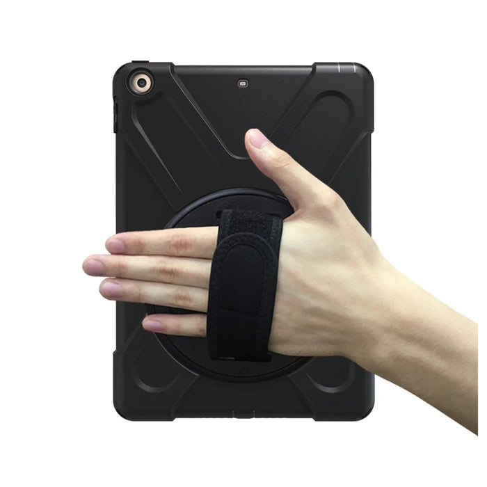 For iPad 9.7 (2018) / 9.7 (2017) X-Shape 360 Degree Swivel PC + TPU Combo Kickstand Case - All Black - 4