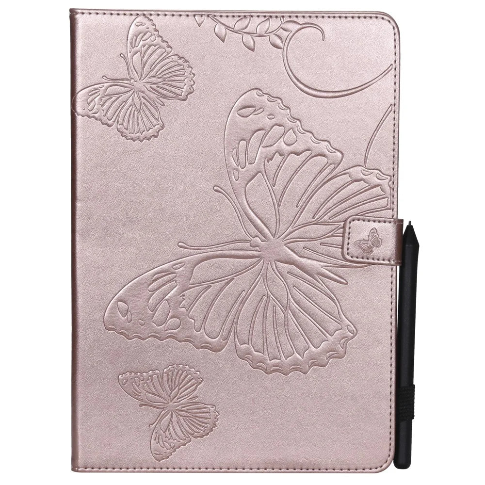 KT Tablet Series-3 Imprint Butterfly Flower Stand Wallet Leather Shell for iPad Air 10.5 (2019)/Pro 10.5 (2017) - Rose Gold - 1