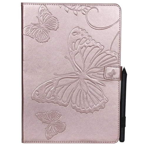 KT Tablet Series-3 Imprint Butterfly Flower Stand Wallet Leather Shell for iPad Air 10.5 (2019)/Pro 10.5 (2017) - Rose Gold - 1