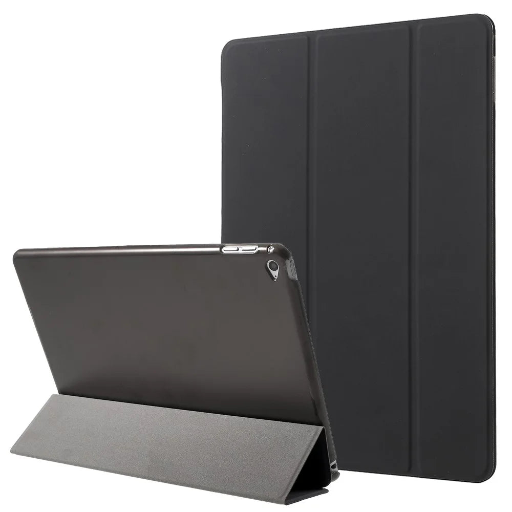 PU Leather Tablet Case with Tri-fold Stand for iPad Air 2 Dual Angles Stand Design Tablet Case - Black - 1