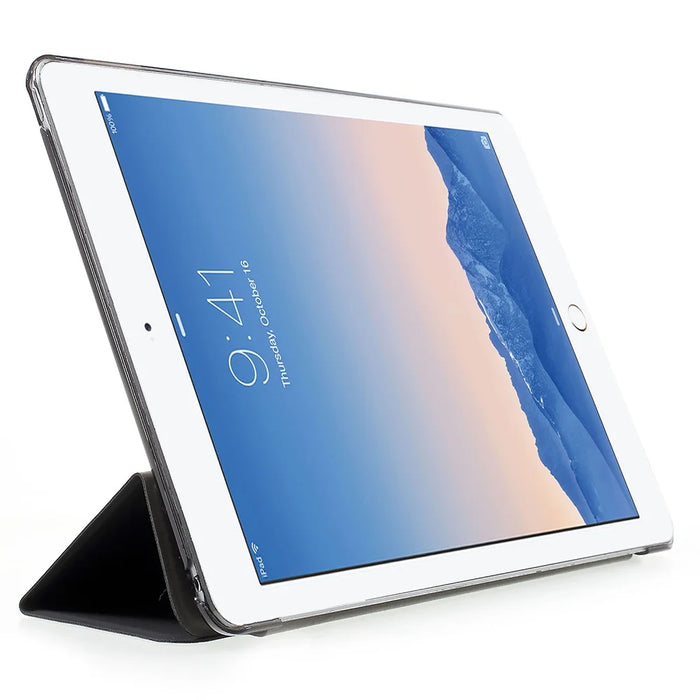 PU Leather Tablet Case with Tri-fold Stand for iPad Air 2 Dual Angles Stand Design Tablet Case - Black - 3