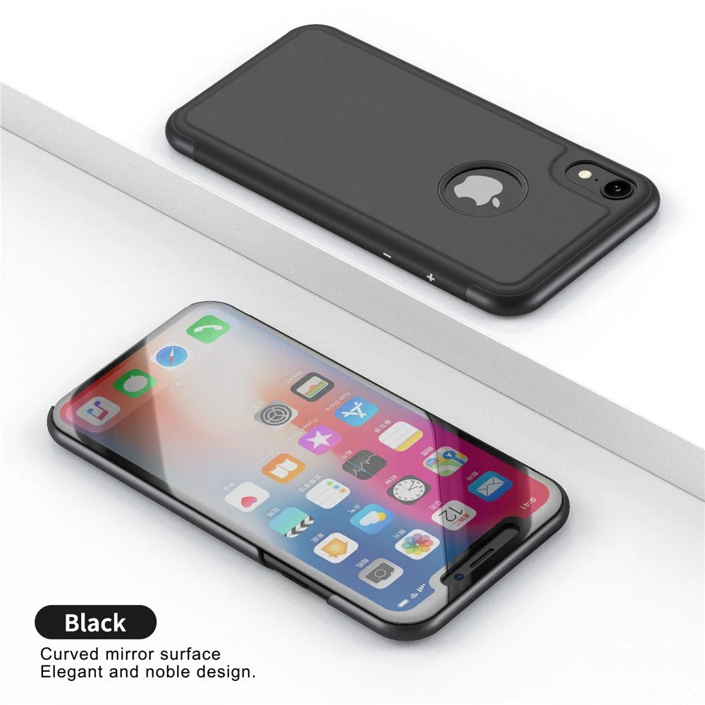 For iPhone XS Max Flip Leather Cover with Stand Full Body Protective Phone Case - Black - 1