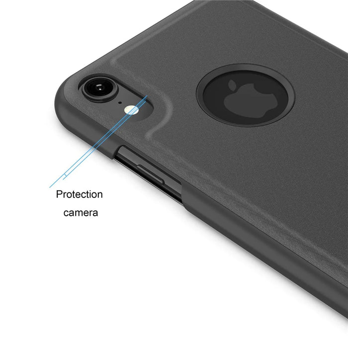 For iPhone XS Max Flip Leather Cover with Stand Full Body Protective Phone Case - Black - 6