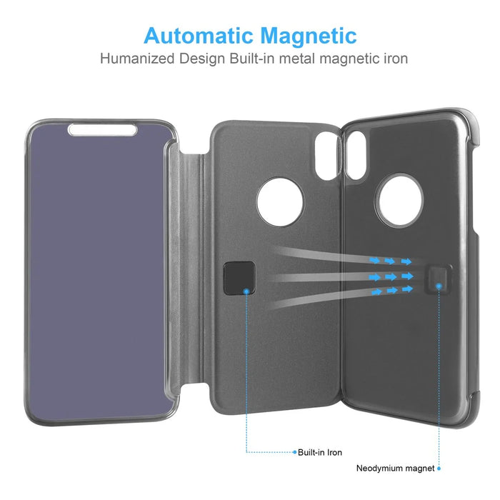 For iPhone XS Max Flip Leather Cover with Stand Full Body Protective Phone Case - Black - 7