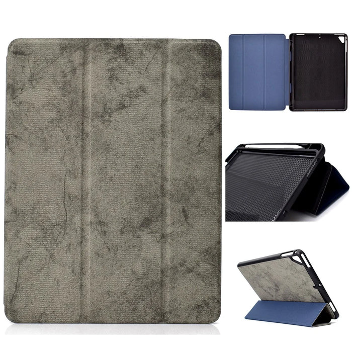 Tri-fold Leather Stand Cover for iPad Air / Air 2 / iPad 9.7-inch (2018) / iPad 9.7-inch (2017) - Grey - 1