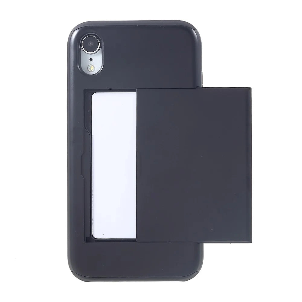 Plastic + TPU Hybrid Cover with Card Slot for iPhone XR 6.1 inch - Black - 3