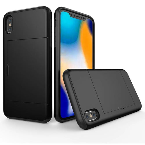 Plastic + TPU Hybrid Cover with Card Slot for iPhone Xs Max 6.5-inch - Black - 1