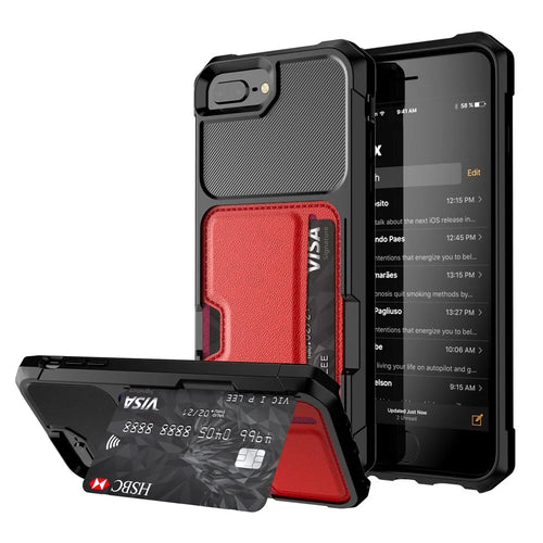 PU Leather Coated PC TPU Hybrid Mobile Phone Shell for iPhone 8 Plus / 7 Plus / 6s Plus / 6 Plus - Red - 1