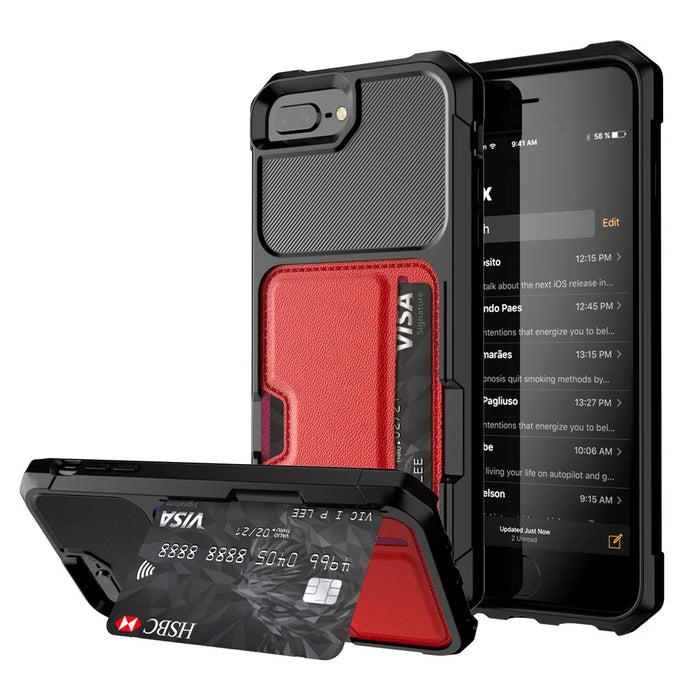 PU Leather Coated PC TPU Hybrid Mobile Phone Shell for iPhone 8 Plus / 7 Plus / 6s Plus / 6 Plus - Red - 1