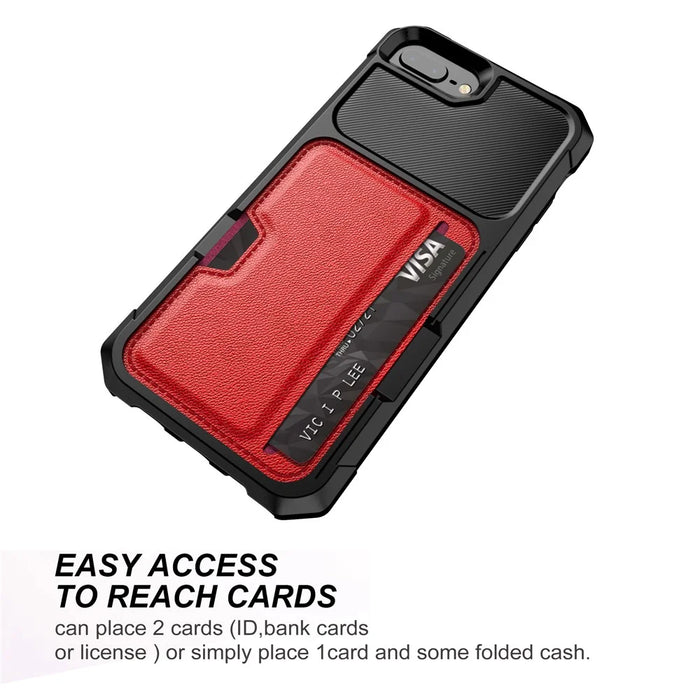 PU Leather Coated PC TPU Hybrid Mobile Phone Shell for iPhone 8 Plus / 7 Plus / 6s Plus / 6 Plus - Red - 5
