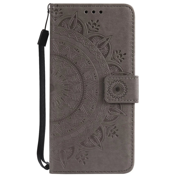 Imprinted Mandala Pattern PU Leather Protection Mobile Phone Case for iPhone SE/5s/5 - Grey - 2
