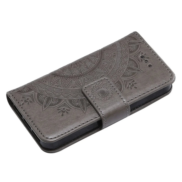 Imprinted Mandala Pattern PU Leather Protection Mobile Phone Case for iPhone SE/5s/5 - Grey - 5