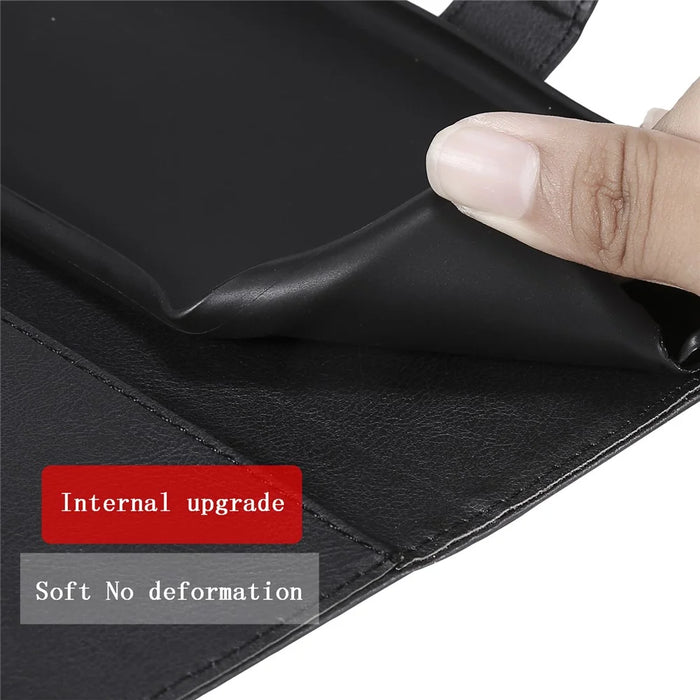 For iPhone SE / 5s / 5 Case Solid Color Leather Mobile Cover Wallet Stand with Strap - Black - 3