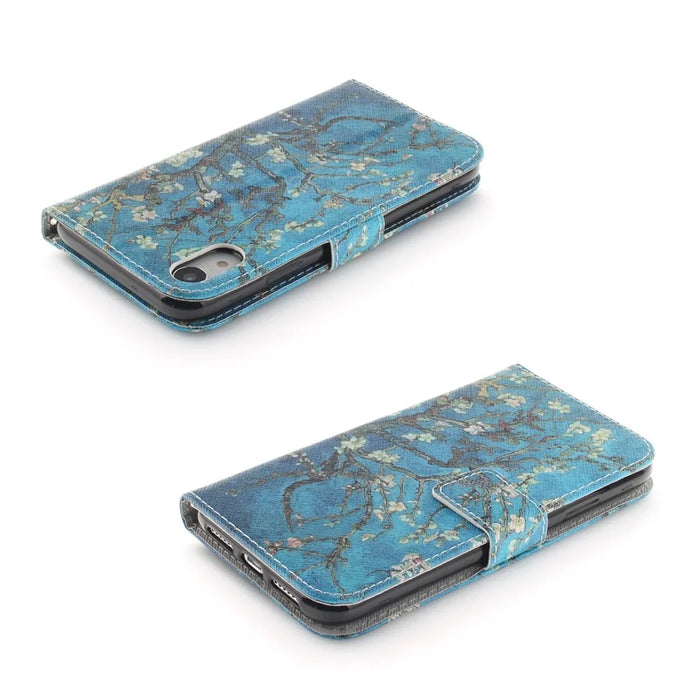 Pattern Printing Wallet Leather Stand Cover for iPhone XR 6.1 inch - Tree with Flowers - 4