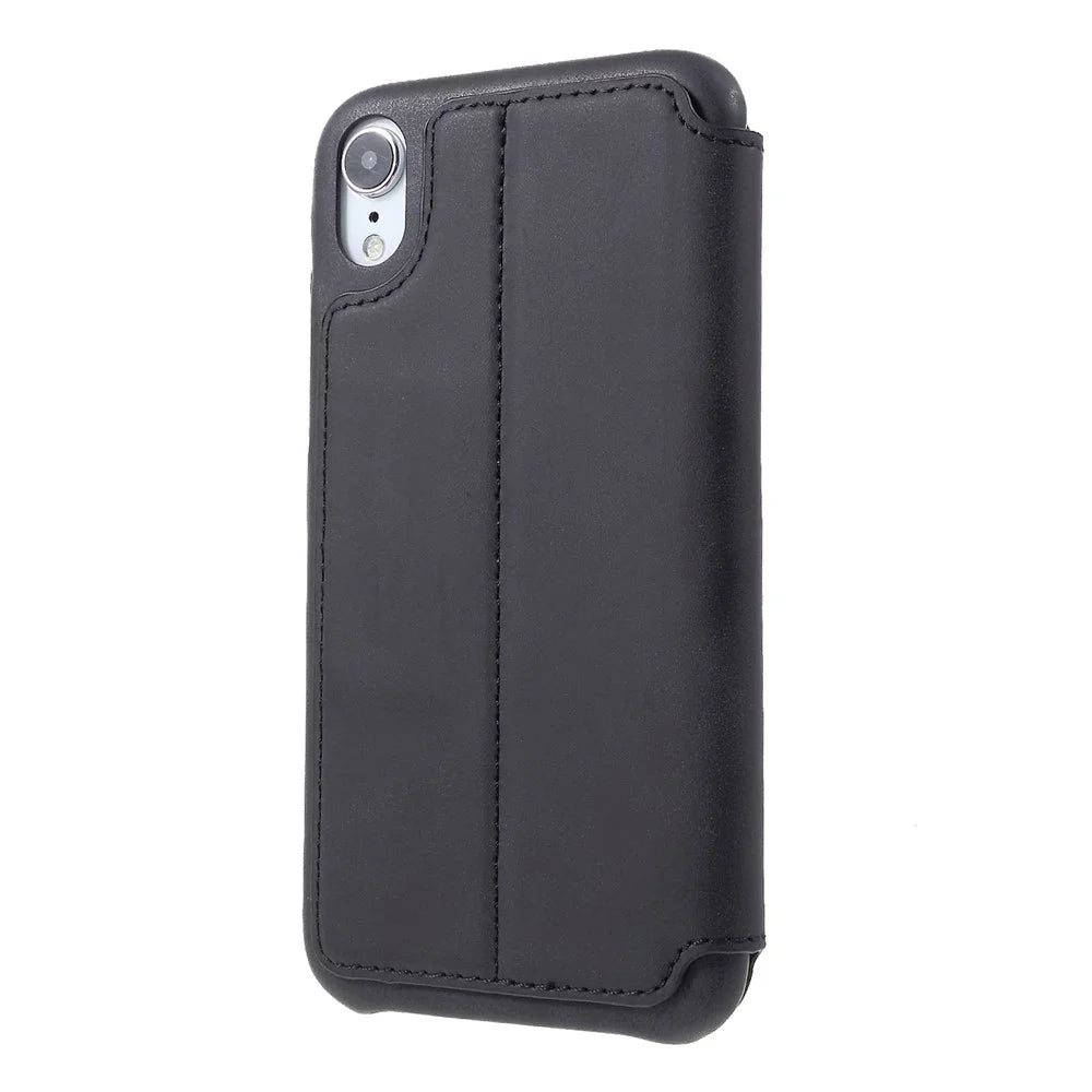 LC.IMEEKE Retro Style Leather Case with Card Holder for iPhone XR 6.1 inch - Black - 2