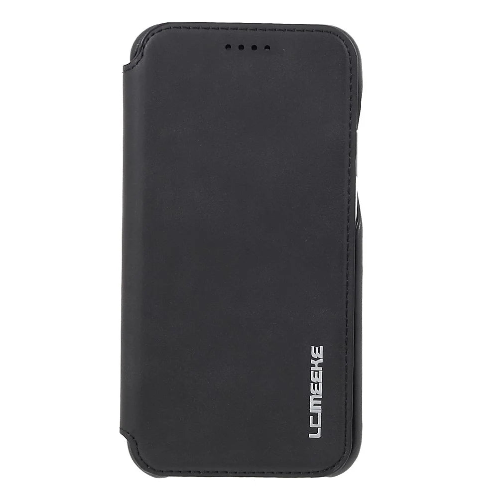 LC.IMEEKE Retro Style Leather Case with Card Holder for iPhone XR 6.1 inch - Black - 3