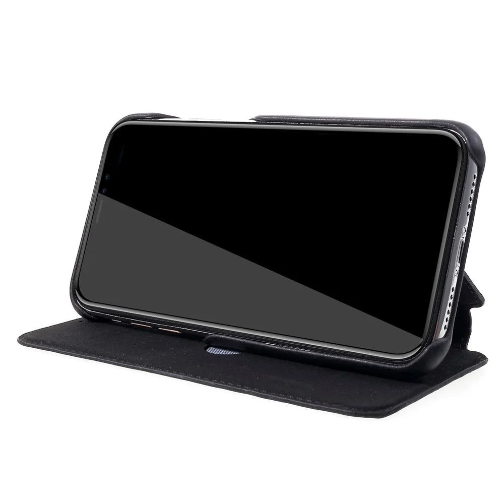 LC.IMEEKE Retro Style Leather Case with Card Holder for iPhone XR 6.1 inch - Black - 4