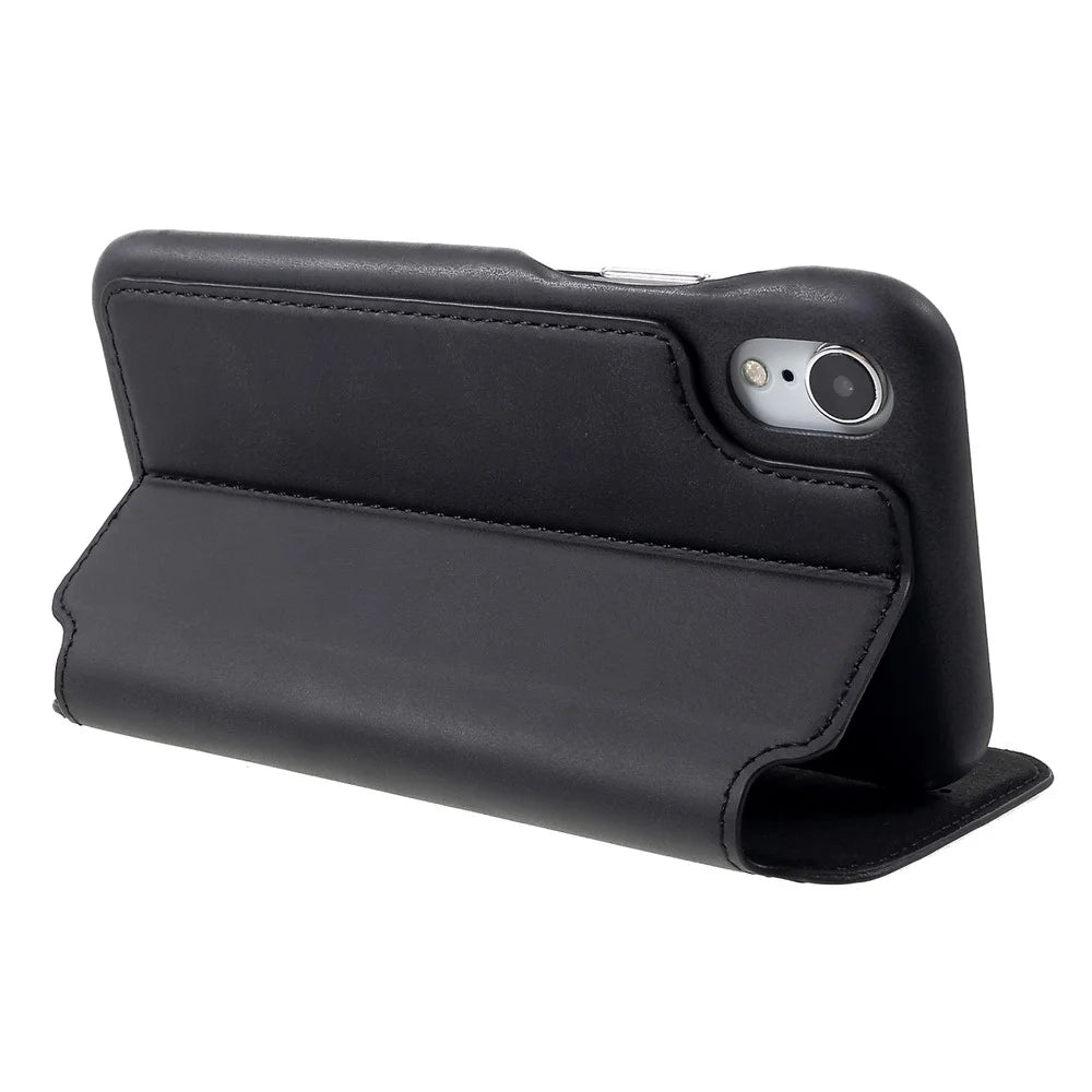 LC.IMEEKE Retro Style Leather Case with Card Holder for iPhone XR 6.1 inch - Black - 5