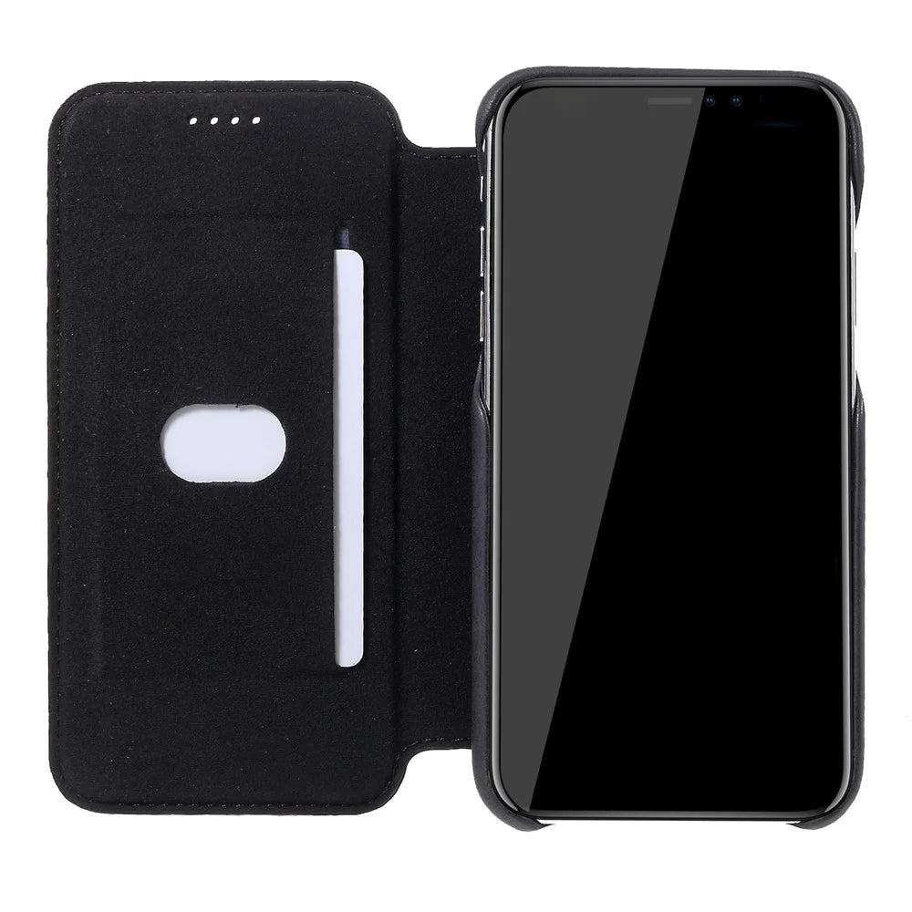 LC.IMEEKE Retro Style Leather Case with Card Holder for iPhone XR 6.1 inch - Black - 6