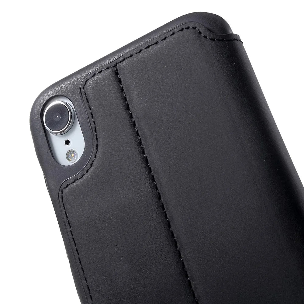 LC.IMEEKE Retro Style Leather Case with Card Holder for iPhone XR 6.1 inch - Black - 7