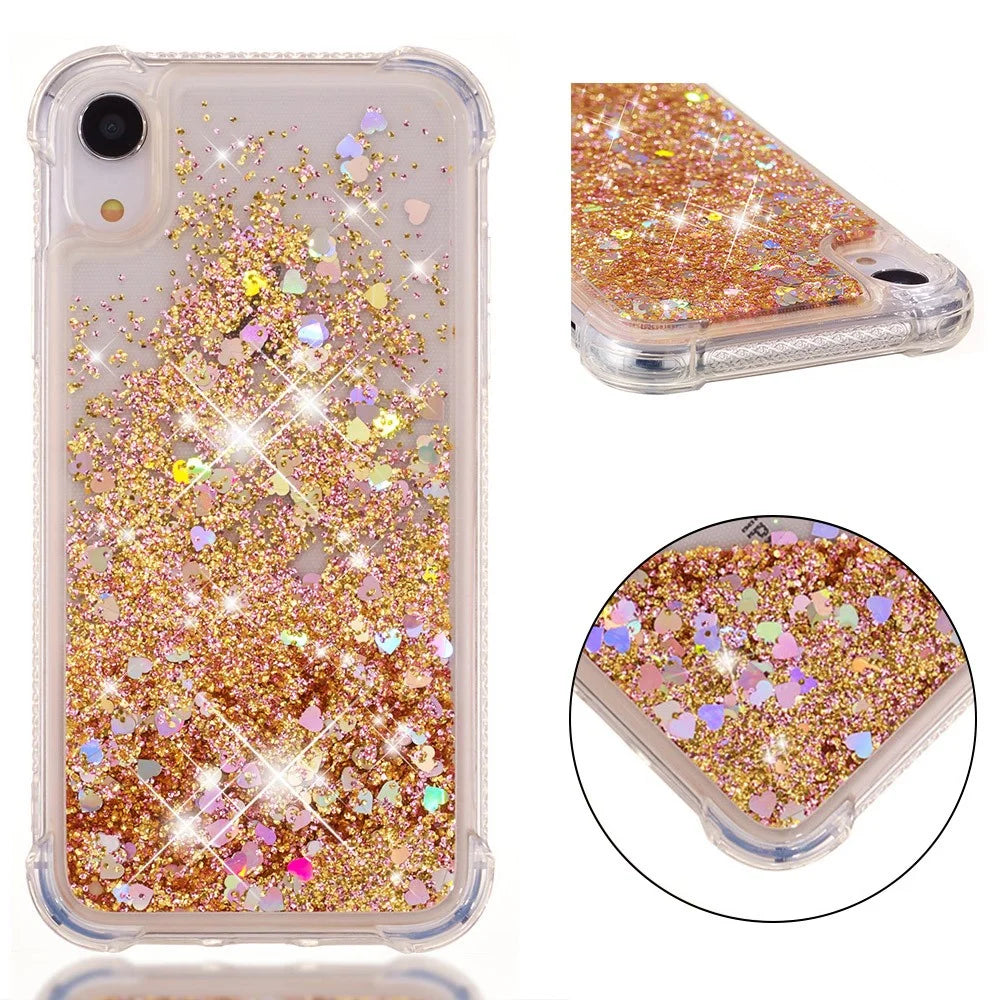 Glitter Powder Quicksand Shockproof TPU Phone Casing for iPhone XR 6.1 inch - Gold - 1