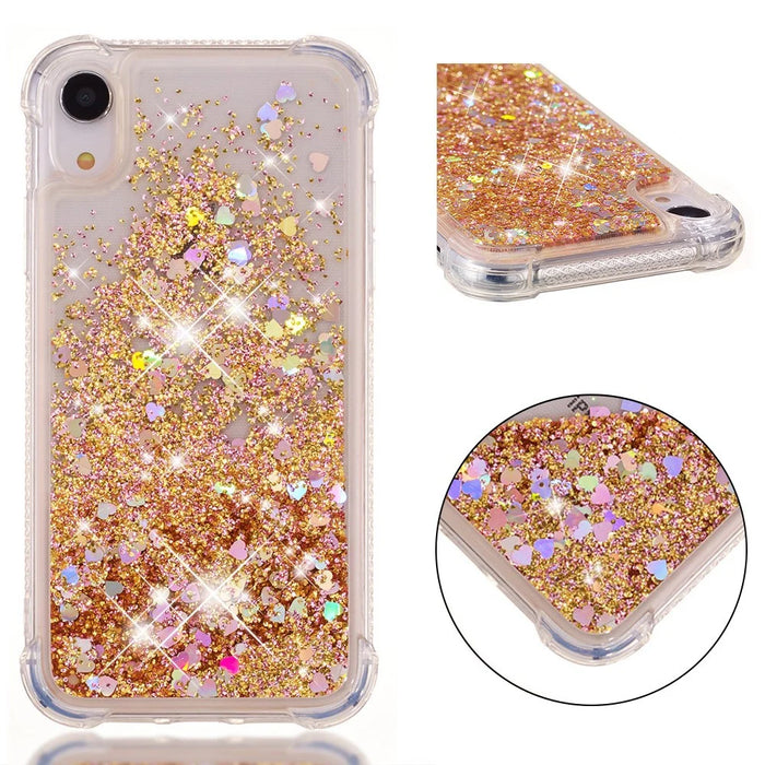 Glitter Powder Quicksand Shockproof TPU Phone Casing for iPhone XR 6.1 inch - Gold - 1
