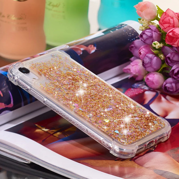 Glitter Powder Quicksand Shockproof TPU Phone Casing for iPhone XR 6.1 inch - Gold - 4