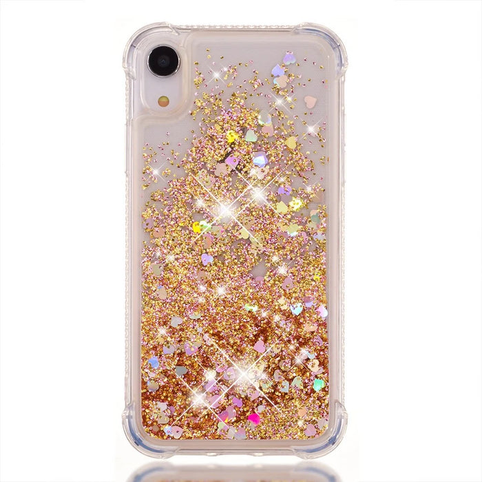 Glitter Powder Quicksand Shockproof TPU Phone Casing for iPhone XR 6.1 inch - Gold - 6