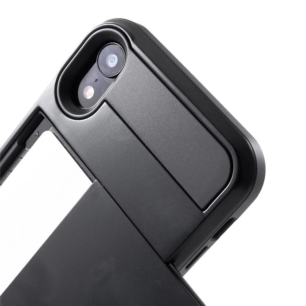 Sliding Card Holder PC + TPU Mobile Phone Shell for iPhone XR 6.1 inch - Black - 4