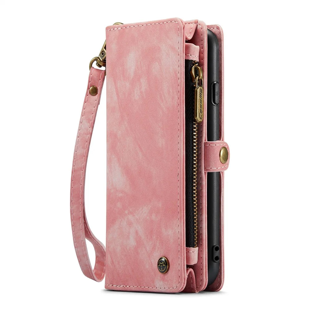 CASEME Vintage PU Leather Detachable 2-in-1 Multi-slot Wallet Casing for iPhone Xs Max 6.5-inch - Pink - 2