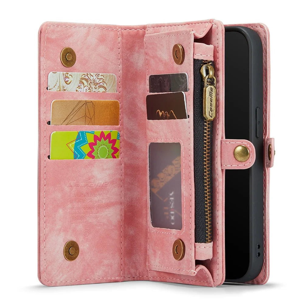 CASEME Vintage PU Leather Detachable 2-in-1 Multi-slot Wallet Casing for iPhone Xs Max 6.5-inch - Pink - 4
