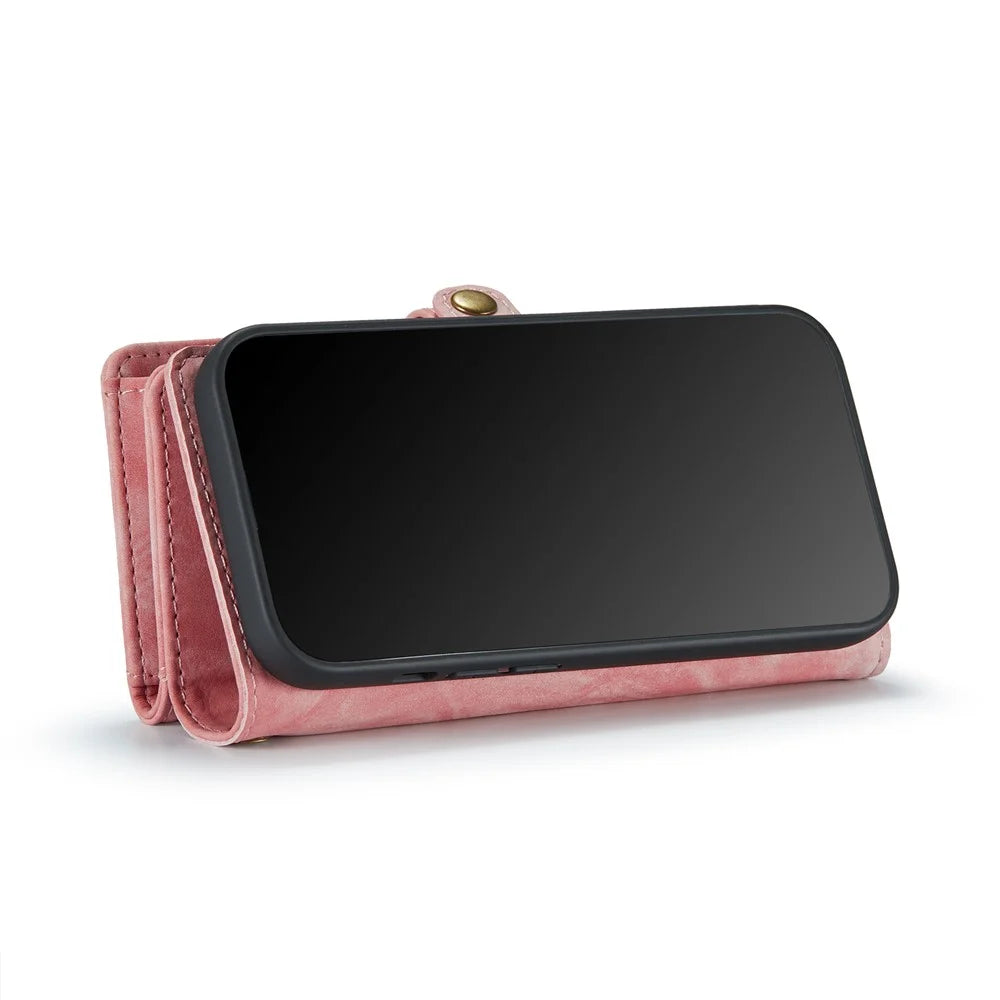CASEME Vintage PU Leather Detachable 2-in-1 Multi-slot Wallet Casing for iPhone Xs Max 6.5-inch - Pink - 6
