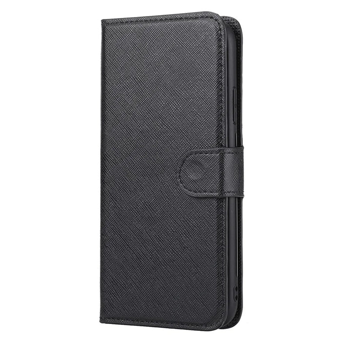 Cross Texture Leather Wallet Case + Removable TPU Back Shell for iPhone XR 6.1 inch - Black - 2