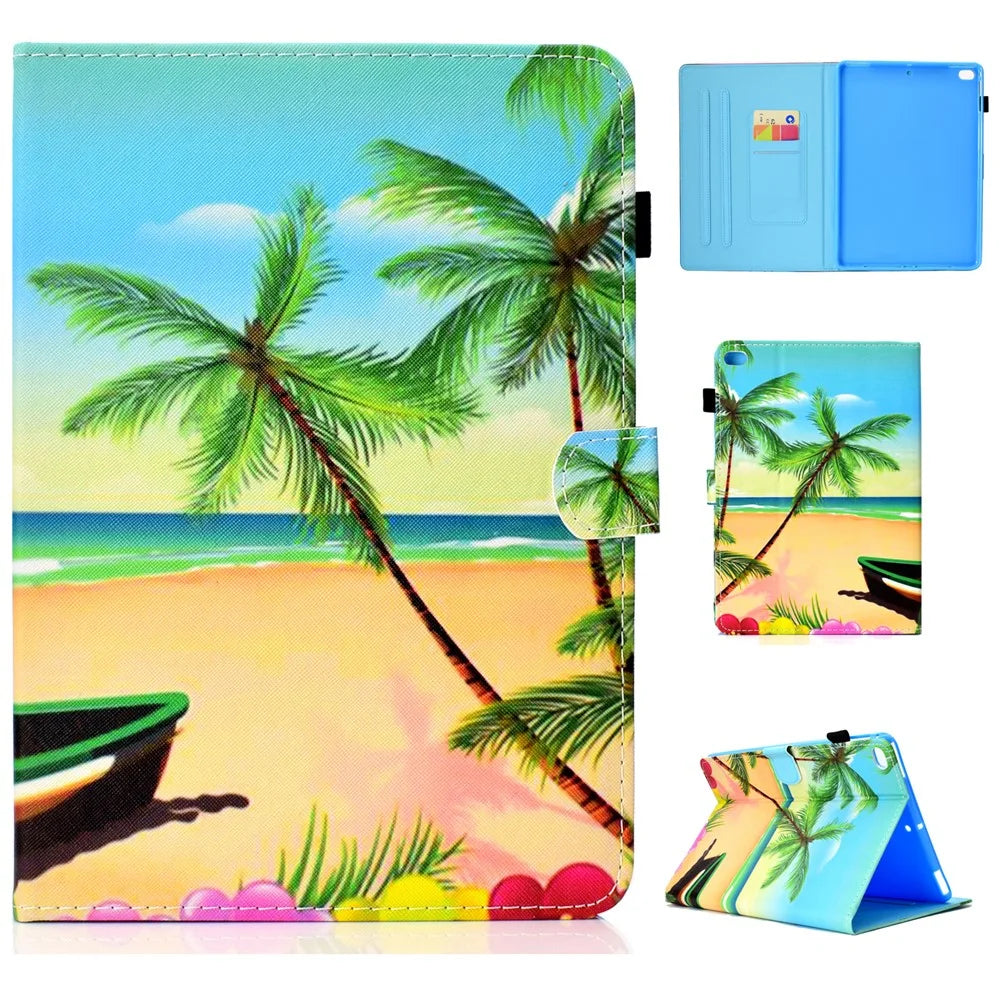 Pattern Printing Stand Leather Tablet Case for iPad 9.7 (2018)/9.7 (2017)/Air 2/Air - Seaside - 1