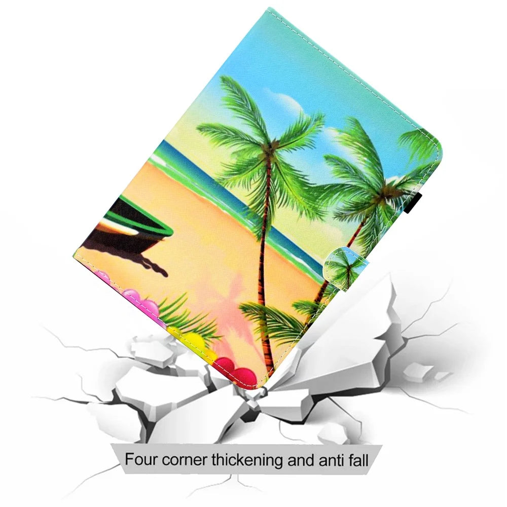Pattern Printing Stand Leather Tablet Case for iPad 9.7 (2018)/9.7 (2017)/Air 2/Air - Seaside - 7