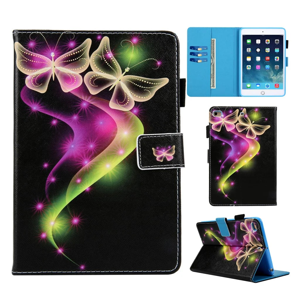 Pattern Printing Leather Cover Wallet Stand Shell for iPad 9.7 (2018)/9.7 (2017)/Air 2/Air - Beautiful Butterfly - 1