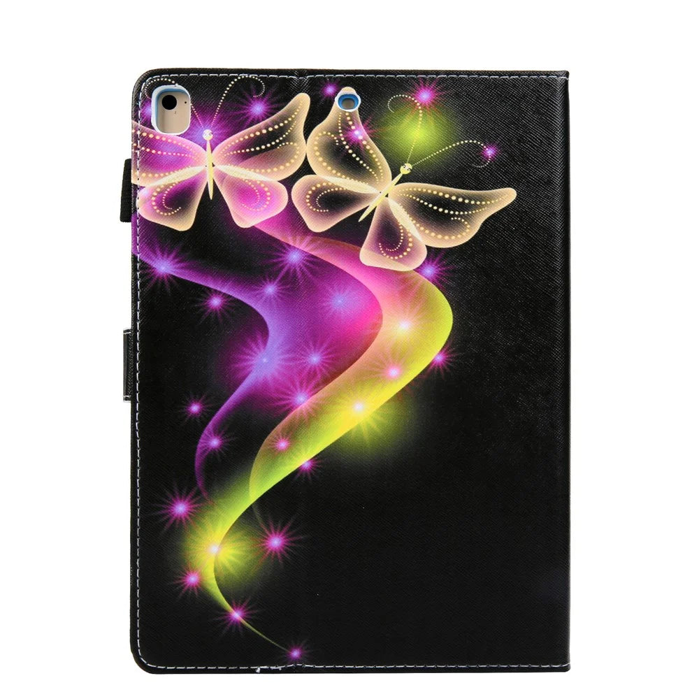 Pattern Printing Leather Cover Wallet Stand Shell for iPad 9.7 (2018)/9.7 (2017)/Air 2/Air - Beautiful Butterfly - 5