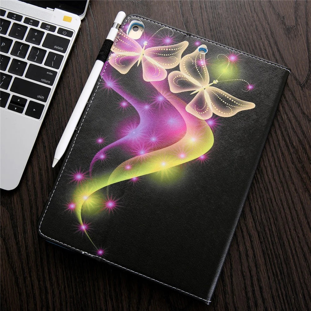 Pattern Printing Leather Cover Wallet Stand Shell for iPad 9.7 (2018)/9.7 (2017)/Air 2/Air - Beautiful Butterfly - 7