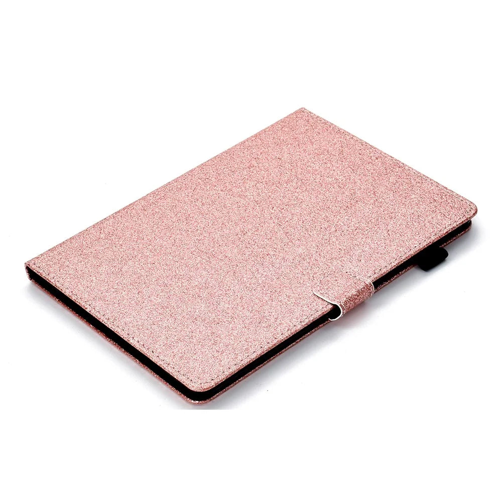 Flash Powder Card Holder PU Leather Stand Flip Shell for iPad 9.7-inch (2018) / 9.7-inch (2017) / Air 2 / Air - Rose Gold - 5