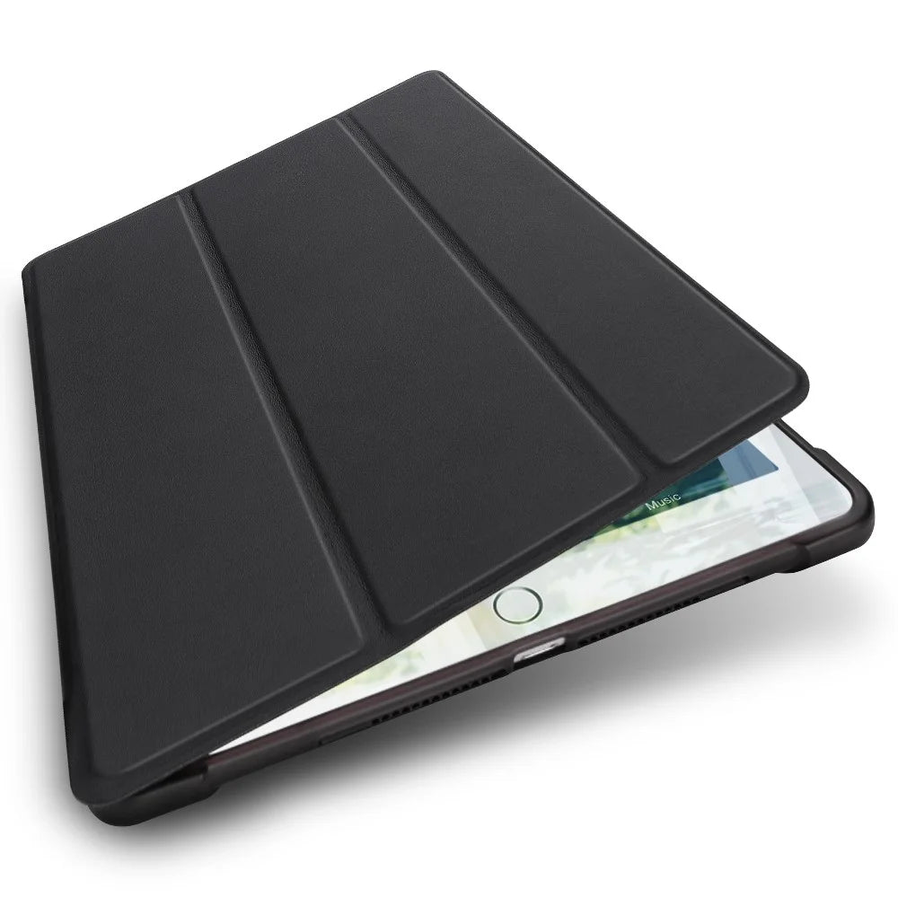 PU Leather Tablet Case for iPad 9.7-inch (2018) / (2017) / Air 2 / Air (2013) Tri-Fold Stand Protective Cover Built-in Pen Slot - Black - 2