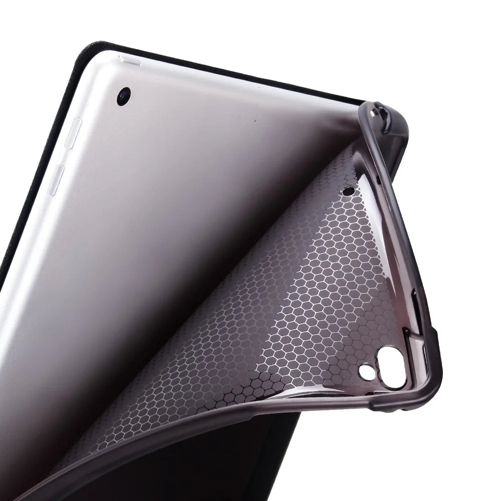 PU Leather Tablet Case for iPad 9.7-inch (2018) / (2017) / Air 2 / Air (2013) Tri-Fold Stand Protective Cover Built-in Pen Slot - Black - 3