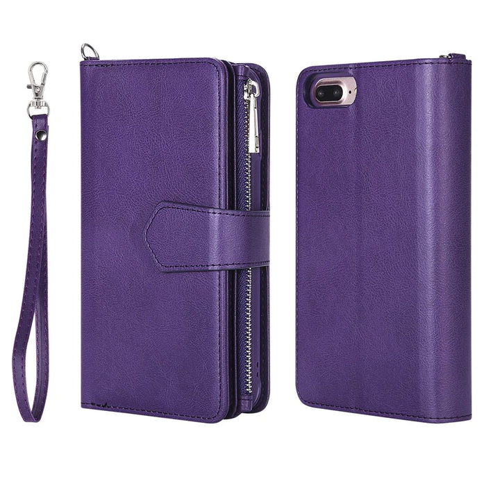 For iPhone 8 Plus / 7 Plus / 6s Plus / 6 Plus KT Multi-functional Series-4 Detachable 2-in-1 TPU + Zipper Wallet Stand Leather Portable Case - Purple - 2