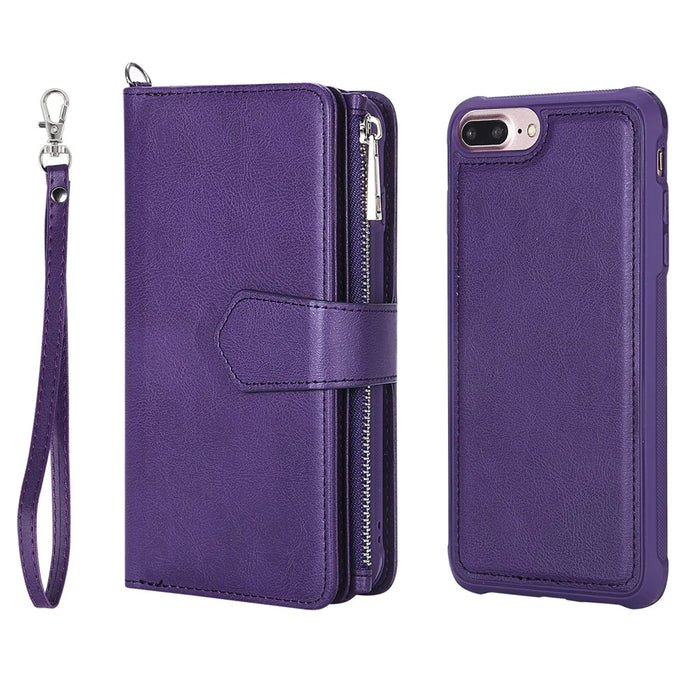For iPhone 8 Plus / 7 Plus / 6s Plus / 6 Plus KT Multi-functional Series-4 Detachable 2-in-1 TPU + Zipper Wallet Stand Leather Portable Case - Purple - 3