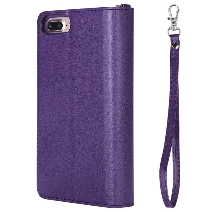 For iPhone 8 Plus / 7 Plus / 6s Plus / 6 Plus KT Multi-functional Series-4 Detachable 2-in-1 TPU + Zipper Wallet Stand Leather Portable Case - Purple - 5