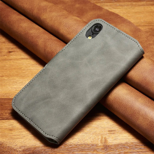 DG.MING Retro Style Leather Stand Case with Card Slots for iPhone XR 6.1 inch - Grey - 2