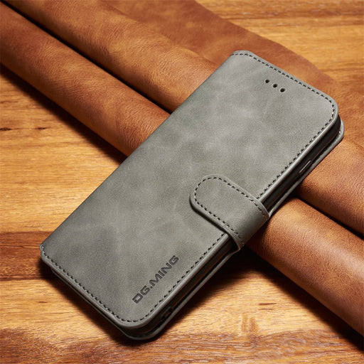 DG.MING Retro Style Wallet Leather Stand Case for iPhone 6s Plus / 6 Plus - Grey - 1