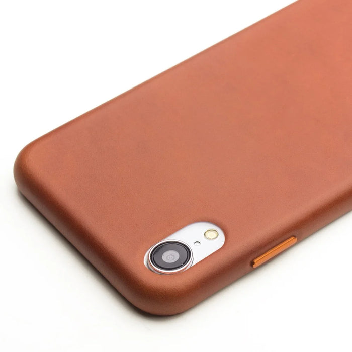 QIALINO For iPhone XR 6.1 inch Genuine Leather Coated PC Case Protection Mobile Phone Shell - Brown - 2