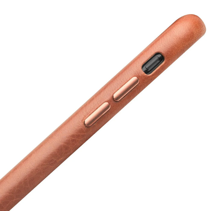 QIALINO For iPhone XR 6.1 inch Genuine Leather Coated PC Case Protection Mobile Phone Shell - Brown - 3