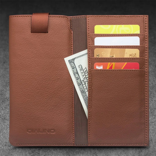 QIALINO Cowhide Leather Pouch Wallet Phone Cover for iPhone XS Max 6.5 inch - Brown - 2